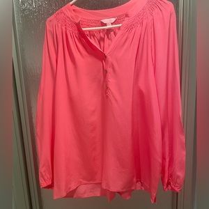 Lilly Pulitzer Elsa pink silk top, EUC, size L.